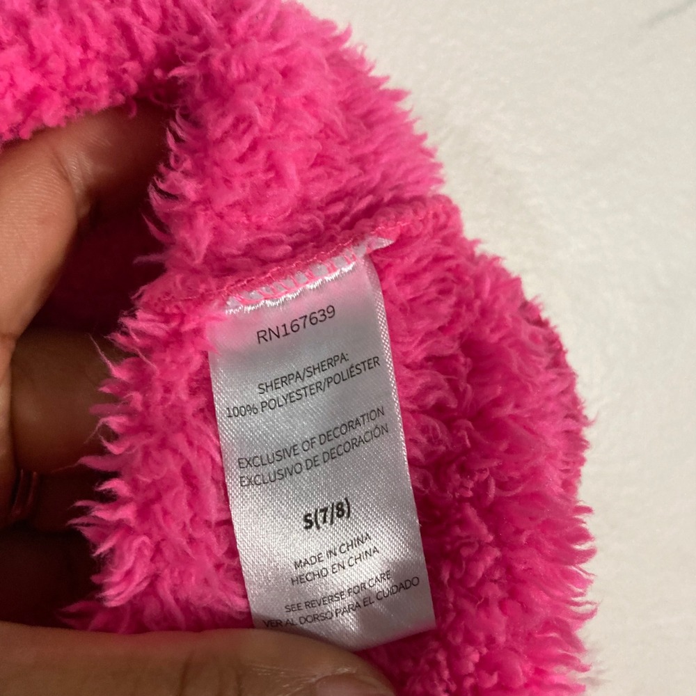 Betsey Johnson Hoodie Kids 7/8 Pink  Sherpa Sequin Colorblock ZIP UP - Picture 8 of 9